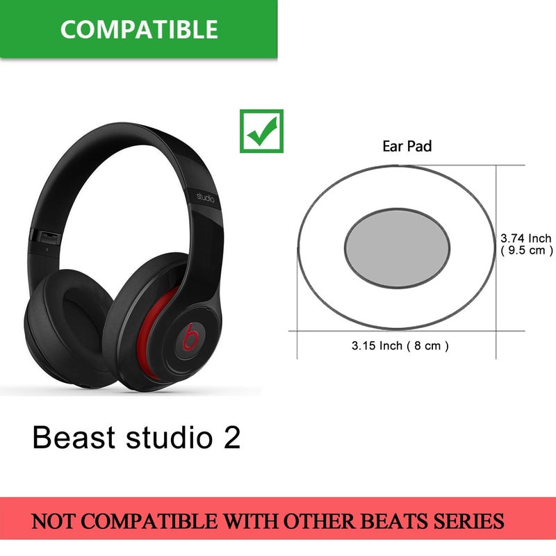 Jarmor Studio 2/3 Replacement Earpads, JARMOR Memory Foam Ear Cushion Pads Cover for Beats Studio 2.0 Wired/Wireless B0500 / B0501 & Studio 3.0 Over Ear Headphones by Dr. Dre ONLY (Grey) - Image 2